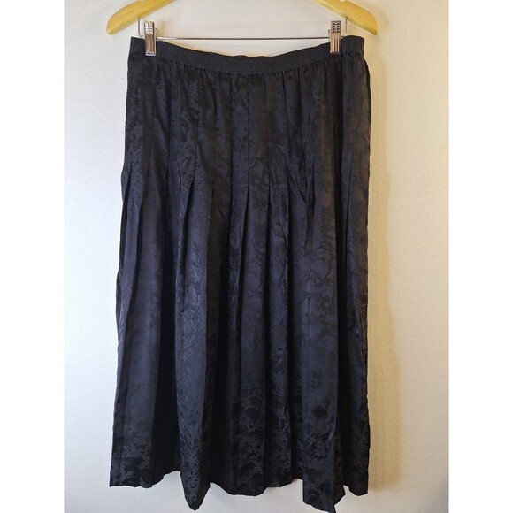 Vtg ANNE CRIMMINS 100% Silk Jacquard Pleated Midi Skirt Sz 14 Quiet Luxury Y2K - Picture 1 of 8
